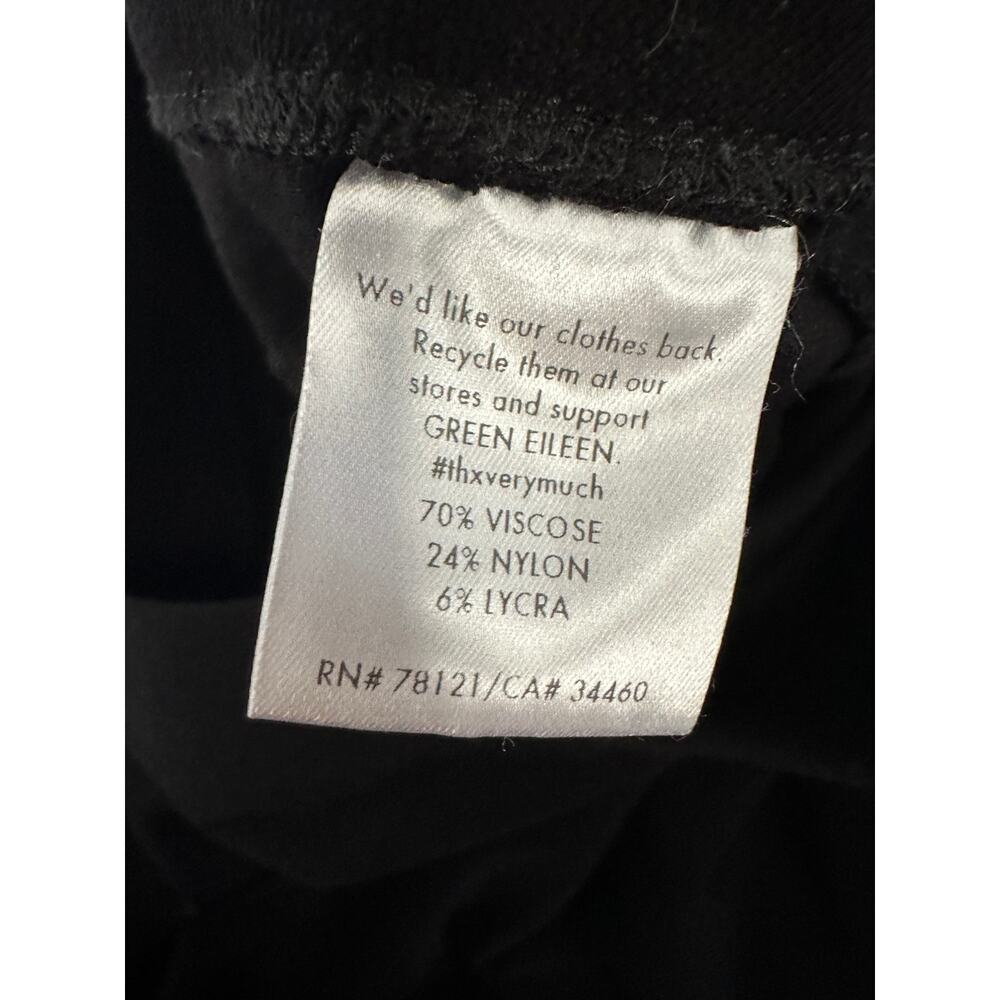 Eileen Fisher Pants Women Medium Black Cropped‎ Pull On Stretch Waist Viscose - Picture 7 of 7